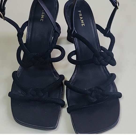 FRAME LE HENDRICKS black Suede Sling Back Heels Size 8 - Picture 14 of 16